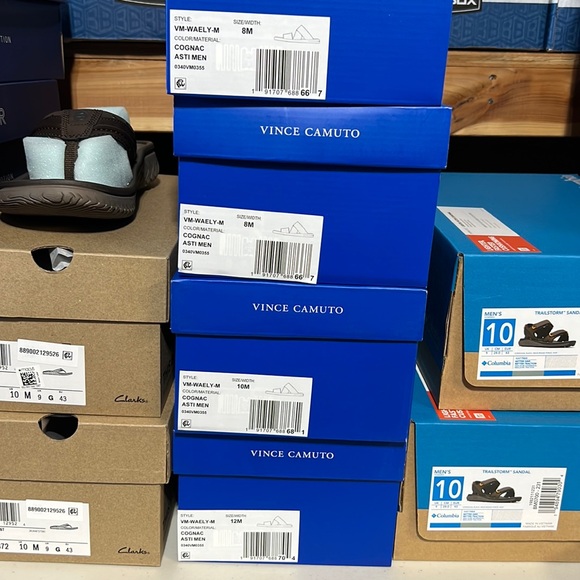 Vince Camuto Men’s COGNAC Waely Criss Cross Leather Upper Slide Sandal NEW NIB - Picture 4 of 16